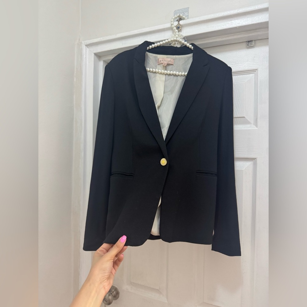 Philosophy Black Blazer with Gold Button